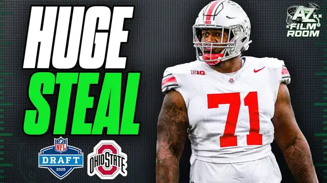 'Video thumbnail for a to z sports film room: josh simmons 2025 nfl draft scouting report: is he a steal for the chiefs?'