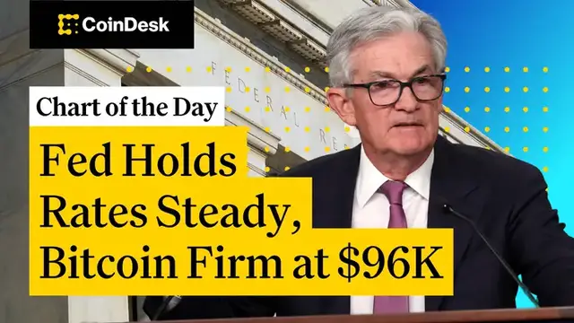 'Video thumbnail for Fed Holds Rates Steady, Bitcoin Firm at $96K'