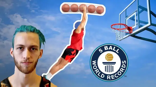 'Video thumbnail for jordan kilganon: 5 ball dunk challenge world record attempt'