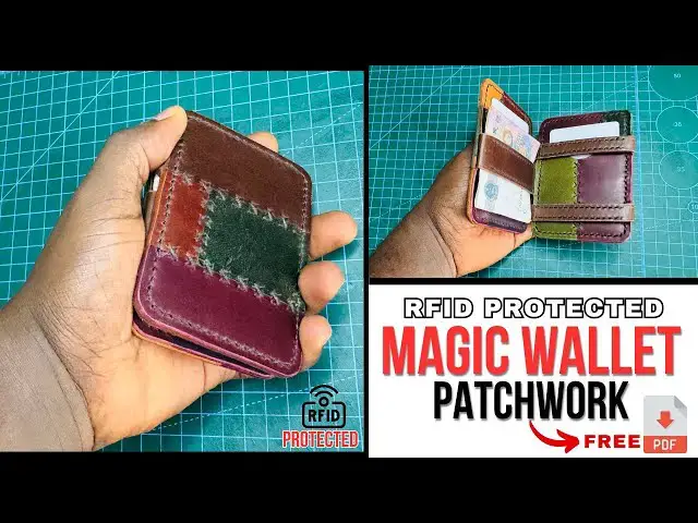 'Video thumbnail for DIY Patchwork Leather Magic Wallet with RFID Protection | Free Pattern Template'