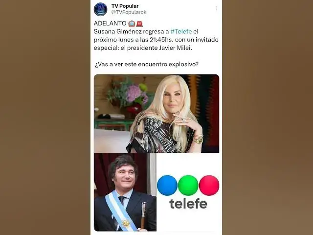 'Video thumbnail for Vuelve Susana Giménez a Telefe con Javier Milei como invitado'
