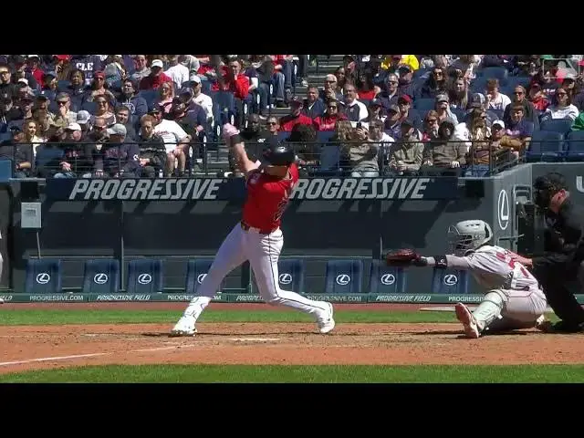 'Video thumbnail for Nolan Jones DRILLS a Three-Run Home Run! | 1st HR of 2025 | Cleveland Guardians | 04/27/2025'