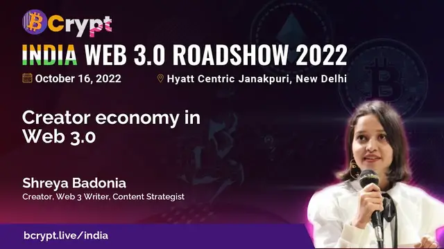 'Video thumbnail for Creator economy in Web3 by Shreya Badonia'
