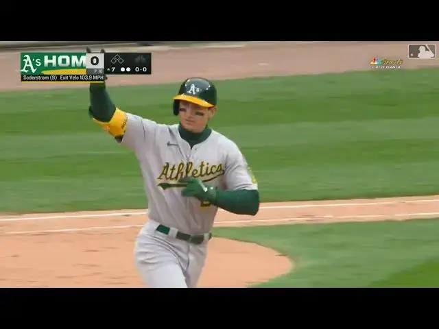'Video thumbnail for Tyler Soderstrom LAUNCHES a Solo Home Run! | 9th HR of 2025 | Athletics | 04/17/2025'
