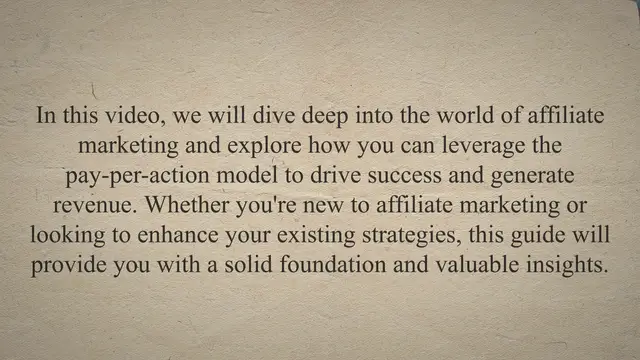 'Video thumbnail for Unlocking the Power of Pay Per Action Affiliate Marketing: A Comprehensive Guide to Success and Strategies'