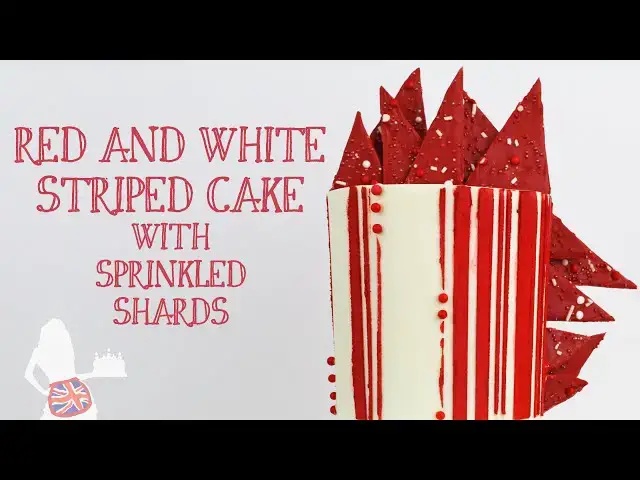'Video thumbnail for Red and White Striped Cake With Sprinkled Shards'