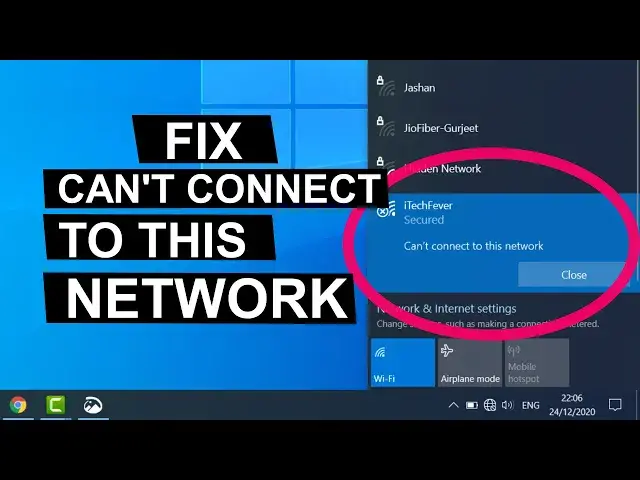 'Video thumbnail for Fix "Can't Connect to This Network" Error On Windows 10 - WiFi & Internet'