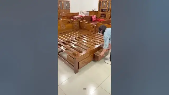 'Video thumbnail for Beautiful Wooden Sofa Cum Bed | Furniture #shorts'