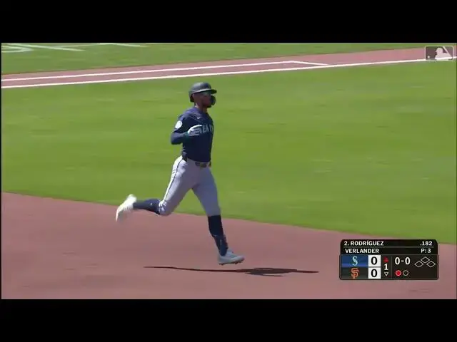 'Video thumbnail for Julio Rodriguez HAMEMRS a Solo Home Run! | 2nd HR of 2025 | Seattle Mariners | 04/04/2025'