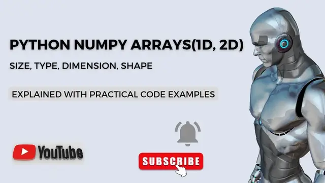 'Video thumbnail for Python NumPy Arrays(1D, 2D) | Size, Type, Dimensions, Shape | Python Data Science Tutorial'