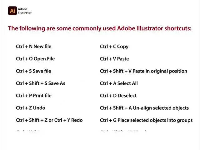 'Video thumbnail for Shortcuts we use in Adobe illustrator'