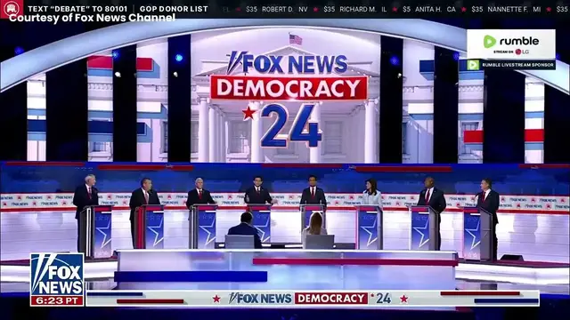 'Video thumbnail for Ron DeSantis refuses to raise hand at GOP debate over climate change'