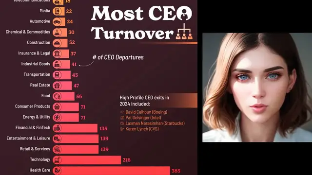 'Video thumbnail for U.S. Industries With The Most CEO Turnover (2025)'