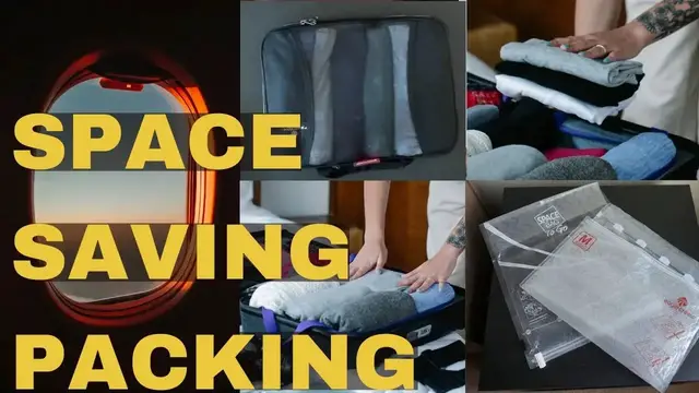 'Video thumbnail for BEST Way to Pack a Suitcase to Maximize Space | Space Saving Packing Folding versus Rolling versus Compression Cube versus Space Bag'