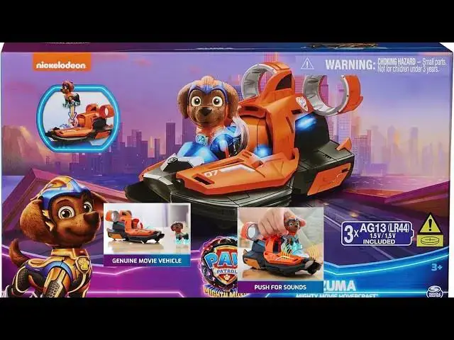 'Video thumbnail for Paw Patrol: The Mighty Movie, Toy Jet Boat with Zuma Mighty Pups Action Figure'