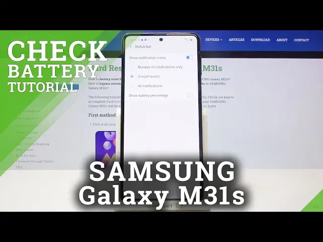 'Video thumbnail for How to Enable Battery Percentage on SAMSUNG Galaxy M31s – Show Battery Percentage'