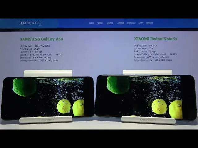 'Video thumbnail for SAMSUNG Galaxy A60 vs XIAOMI Redmi Note 9s - Display Comparison |  Screen Quality Test'