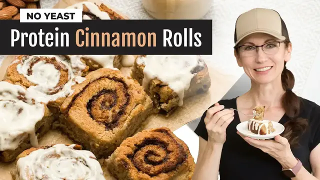 'Video thumbnail for EASY Protein Cinnamon Rolls with Greek Yogurt | Almond Flour | Low Sugar'