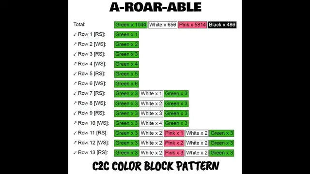 'Video thumbnail for A-Roar-Able C2C & Tapestry Crochet Pattern & Chart | Magic Yarn Pixels'