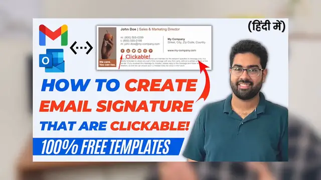 'Video thumbnail for Steps to Create FREE Email Signature with Clickable Social Media Buttons for Gmail, Outlook, etc.'