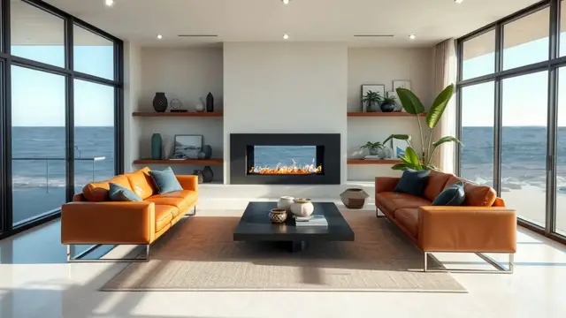 'Video thumbnail for Design a luxurious coastal living room with ocean views, a modern fireplace and a relaxing ambience'