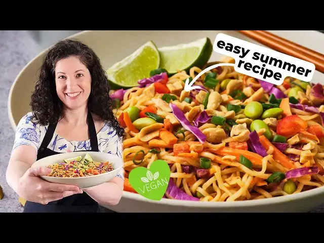 'Video thumbnail for Thai Noodle Salad with Spicy Peanut Sauce #summerrecipes #vegan #plantbased'