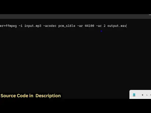'Video thumbnail for FFMPEG Command to Convert MP3 Audio to RAW PCM WAV Audio File in Terminal'