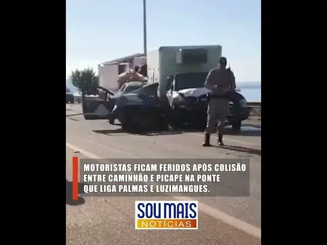 'Video thumbnail for Colisão entre caminhão baú e picape deixa dois feridos na ponte entre Palmas e Luzimangues'