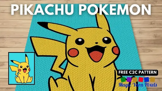 'Video thumbnail for FREE C2C Graph & Pattern - Pikachu Pokemon - C2C & Tapestry Crochet Pattern | Magic Yarn Pixels'