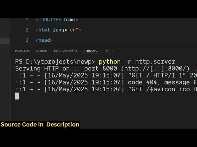 'Video thumbnail for How to Open HTML Files in Browser With Hot Reload Using a Python Built in HTTP Server'