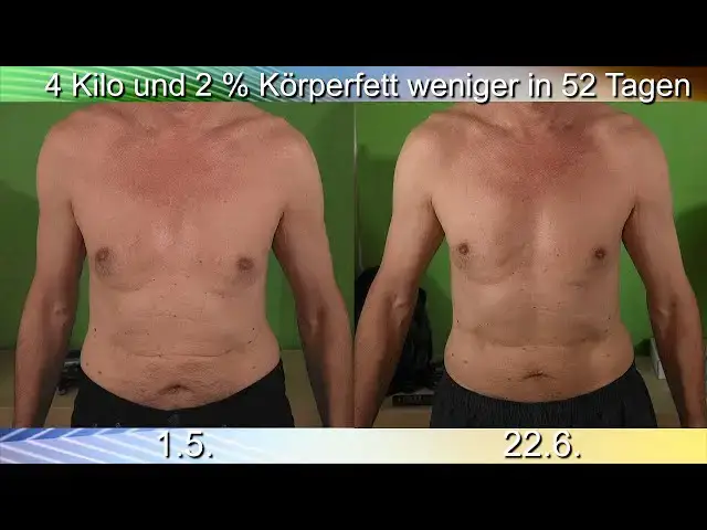 'Video thumbnail for Weg mit dem Bauchfett. 2 % Körperfettanteil in 52 Tagen'