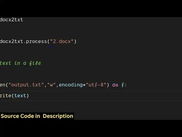 'Video thumbnail for Python Script to Extract Text & Images From Word Document File .DOCX Using docx2txt Library in CMD'