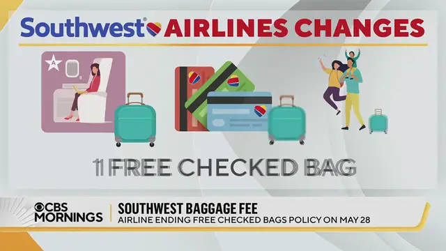 'Video thumbnail for Southwest Airlines to start charging for checked bags for the first time'