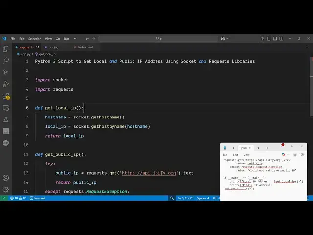 'Video thumbnail for Python 3 Script to Get Local and Public IP Address Using Socket and Requests Libraries'