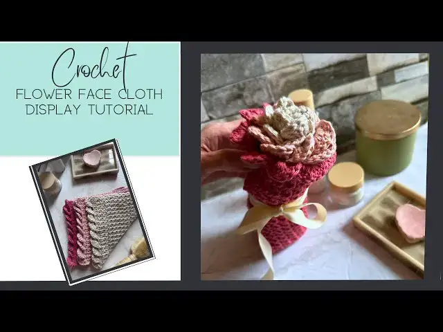 'Video thumbnail for Crochet flower tutorial (folding my dishcloth pattern into a pretty flower)'