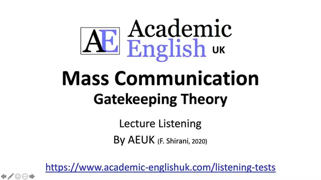 'Video thumbnail for Mass communication_ Gatekeeping Lecture (sample) by Academic English UK'