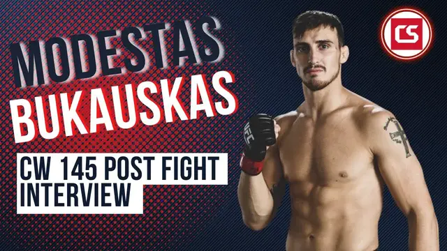 'Video thumbnail for Modestas Bukauskas Cage Warriors 145 Post Fight Interview'