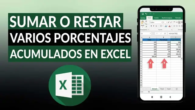 'Video thumbnail for Cómo sumar o restar varios porcentajes acumulados en EXCEL fácilmente'