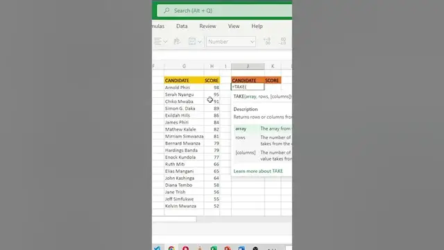'Video thumbnail for Excel Take Function'