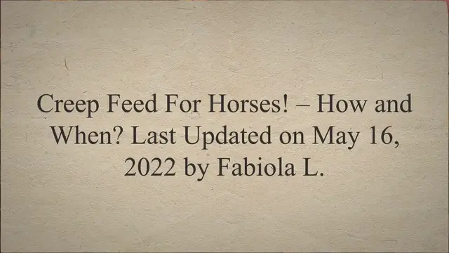 'Video thumbnail for Creep Feed For Horses! – How & When?'