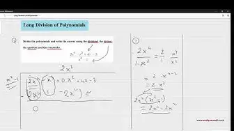 'Video thumbnail for long division of polynomials'