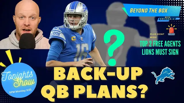 'Video thumbnail for 2 Free Agents The Detroit Lions MUST Sign, & The Backup QB Search'