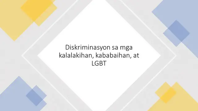 'Video thumbnail for Diskriminasyon sa Kababaihan, Kalalakihan at LGBT'