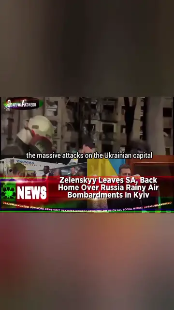 'Video thumbnail for Zelenskyy Leaves SA, Back Home Over Russia Rainy Air Bombardments In Kyiv '