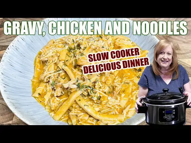 'Video thumbnail for SLOW COOKER GRAVY & CHICKEN WITH NOODLES Delicious Dinner Idea'