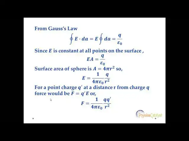 'Video thumbnail for Application of Gauss's law (Derivation of Coulomb's Law)'