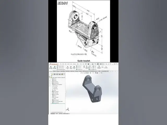 'Video thumbnail for Model Guide Bracket in SolidWorks | #solidworksmodeling #solidworkstutorail #cadsoftwaretutorial'