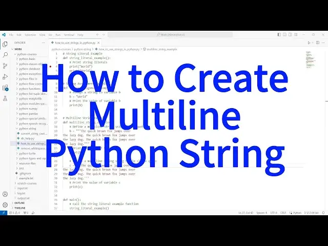 'Video thumbnail for How to Define Multiline Strings in Python'