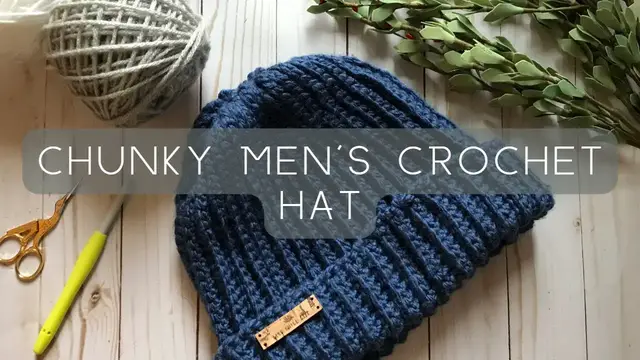 'Video thumbnail for Men's crochet chunky ribbed hat'
