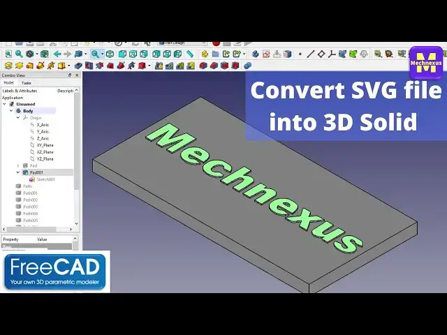'Video thumbnail for Convert SVG File into 3D Solid | FreeCAD Tutorial | FreeCAD 3D Printing | Mechnexus |'